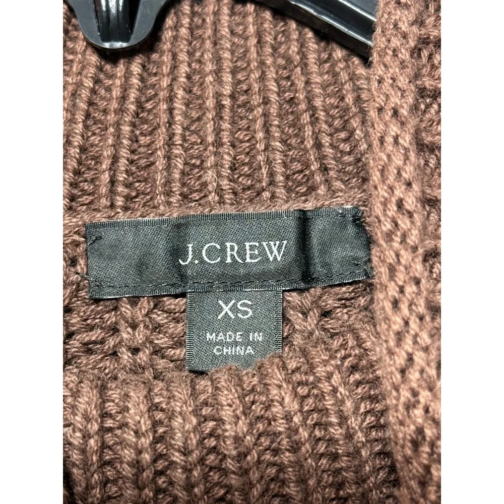 J.Crew Sweater Women XS Brown Excellent Mock Neck‎ Ribbed Knit Raglan